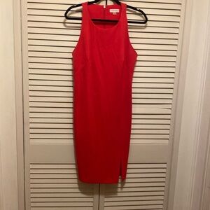 Hot pink cocktail dress.